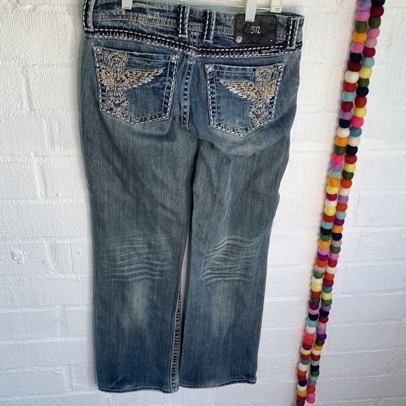 Miss Me JP5117 Boot Cut Angel Wings Embroidered Denim Jeans sz 30 - Picture 1 of 7